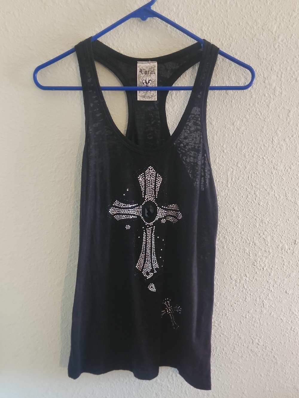 Vocal Black and Cream Graphic Label Tank